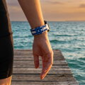 Prémiowy sportowy pasek do Garmin Watch QuickFit 22 mm biało-niebieski