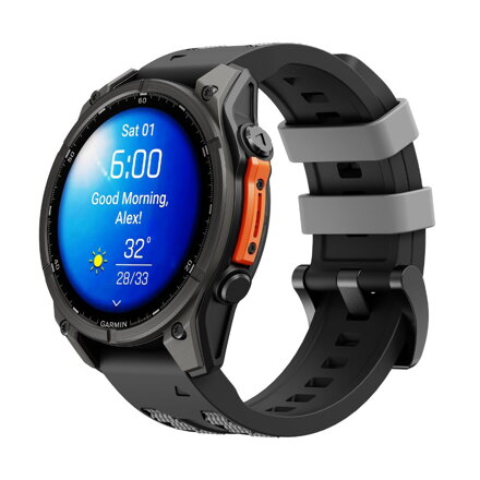 Prémiowy sportowy pasek do Garmin Watch QuickFit 22 mm czarno-szary