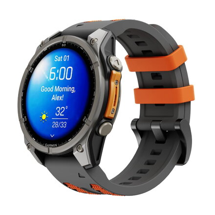 Prémiowy sportowy pasek do Garmin Watch QuickFit 22 mm szaro-pomarańczowy