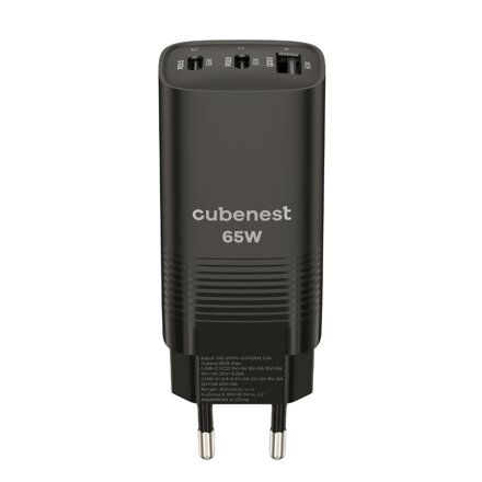 Cubenest Ładowarka sieciowa GaN 65W S3D0 czarna