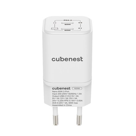 Cubenest PD GaN Nano 2xUSB-C Ładowarka 65W N2D65