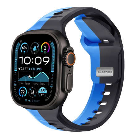 Prémiowy sportowy pasek na Apple Watch Czarno/Niebieski