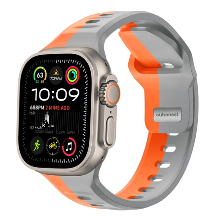 Prémiowy sportowy pasek na Apple Watch Pomarańczowo/Szary