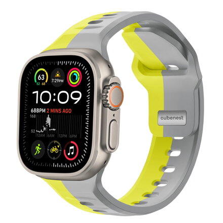 Prémiowy sportowy pasek na Apple Watch Żółto/Szary