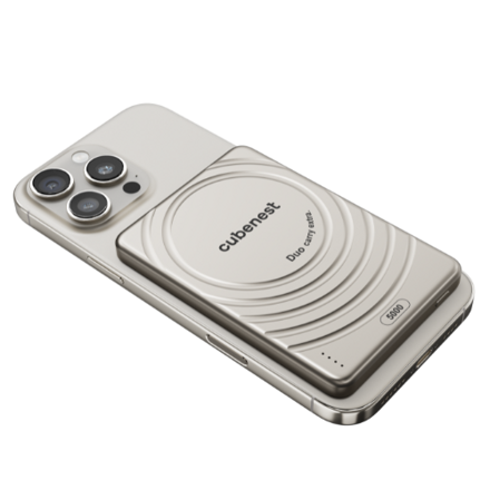 Cubenest Magnetyczny bezprzewodowy powerbank SlimDual 5000 mAh S1B3D tytan