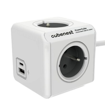 Cubenest PowerCube Extended USB A+C PD 20 W 1,5 m szara