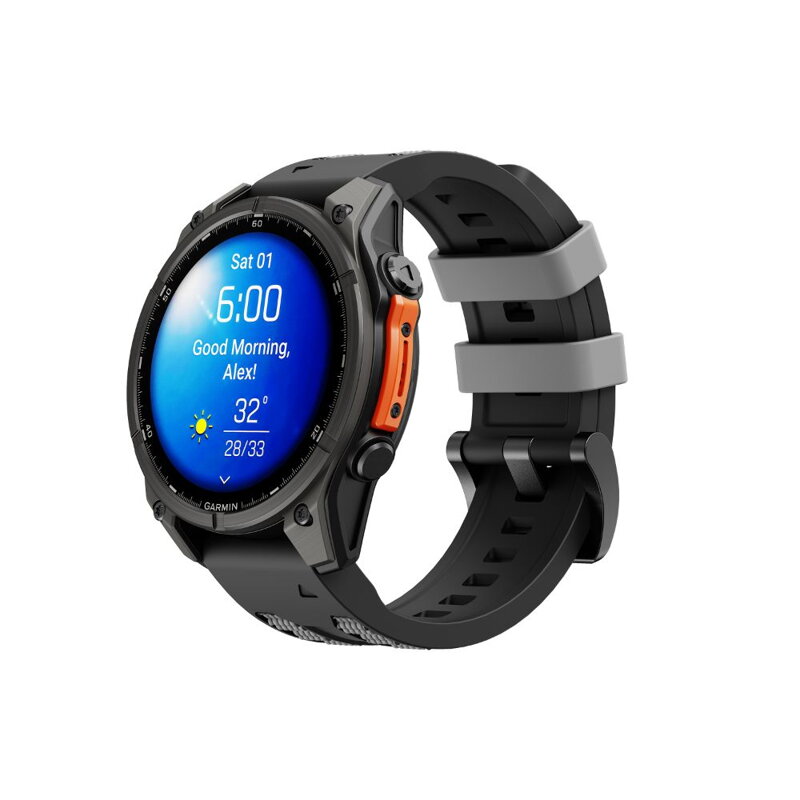 Prémiowy sportowy pasek do Garmin Watch QuickFit 22 mm czarno-szary
