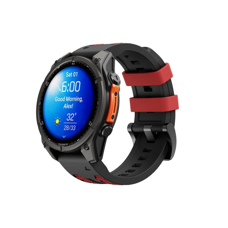 Prémiowy sportowy pasek do Garmin Watch QuickFit 22 mm czarno-czerwony