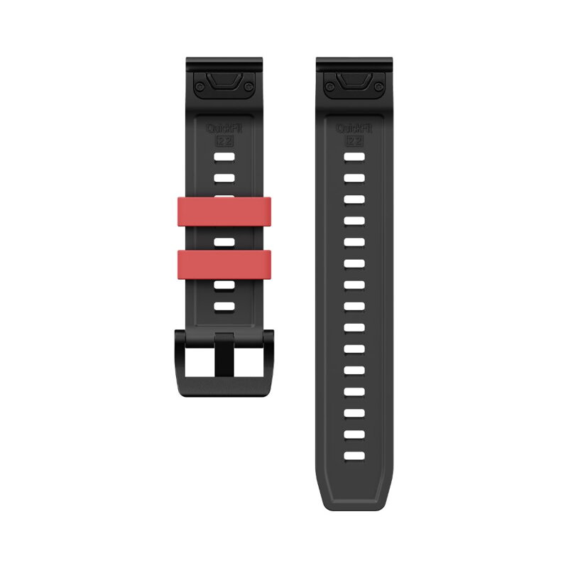 Prémiowy sportowy pasek do Garmin Watch QuickFit 22 mm czarno-czerwony