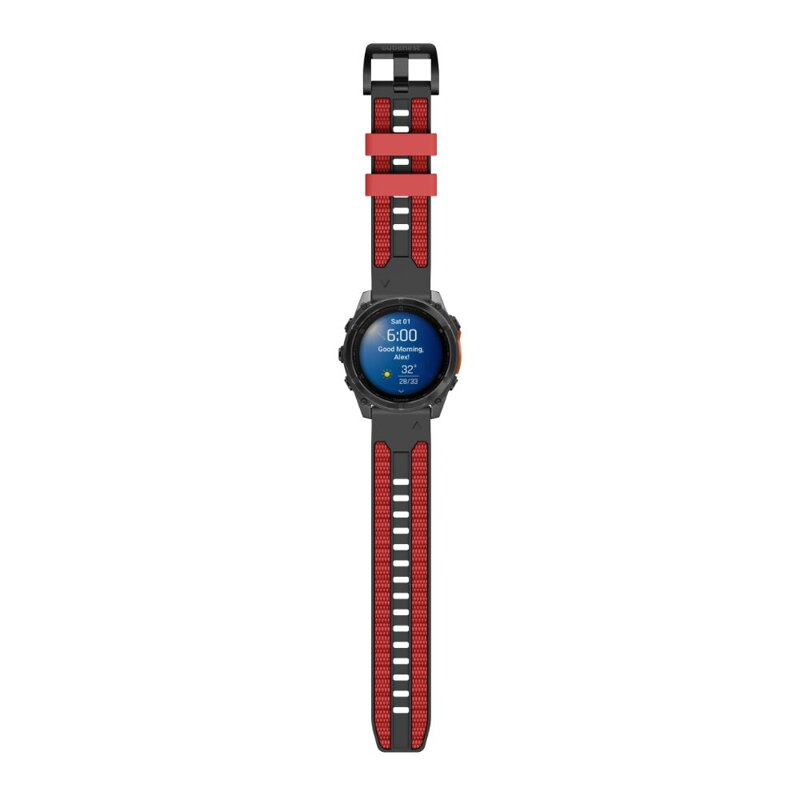 Prémiowy sportowy pasek do Garmin Watch QuickFit 22 mm czarno-czerwony