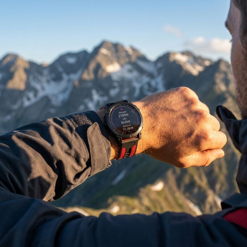 Prémiowy sportowy pasek do Garmin Watch QuickFit 22 mm czarno-czerwony