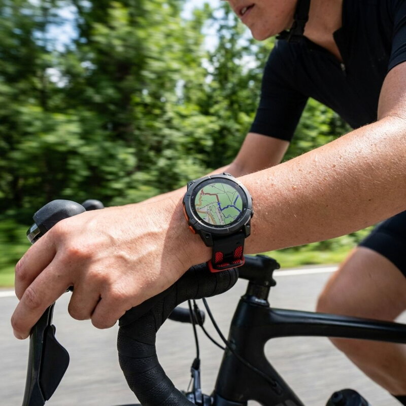 Prémiowy sportowy pasek do Garmin Watch QuickFit 22 mm czarno-czerwony