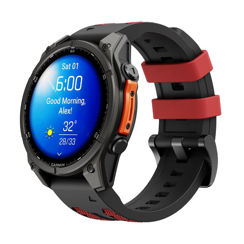 Prémiowy sportowy pasek do Garmin Watch QuickFit 22 mm czarno-czerwony
