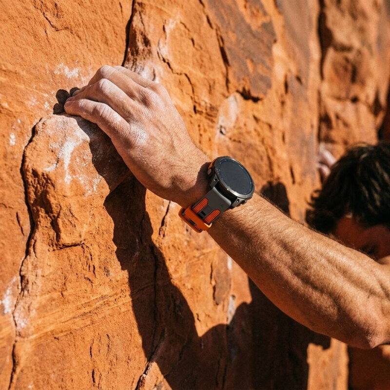 Prémiowy sportowy pasek do Garmin Watch QuickFit 22 mm szaro-pomarańczowy