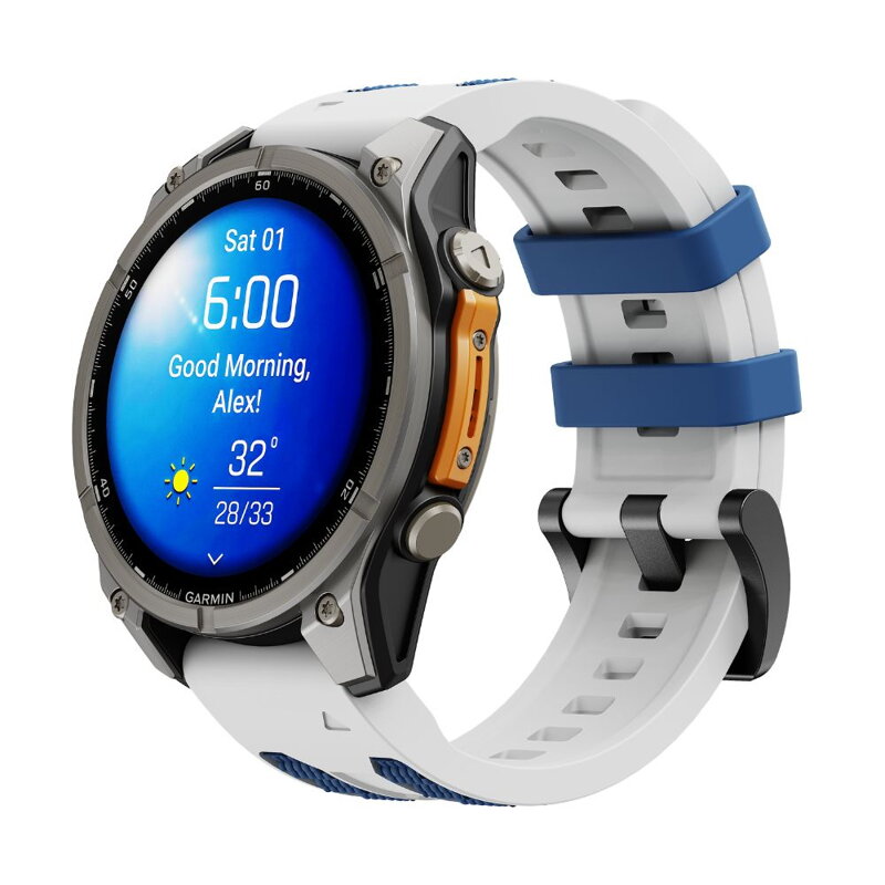 Prémiowy sportowy pasek do Garmin Watch QuickFit 22 mm biało-niebieski