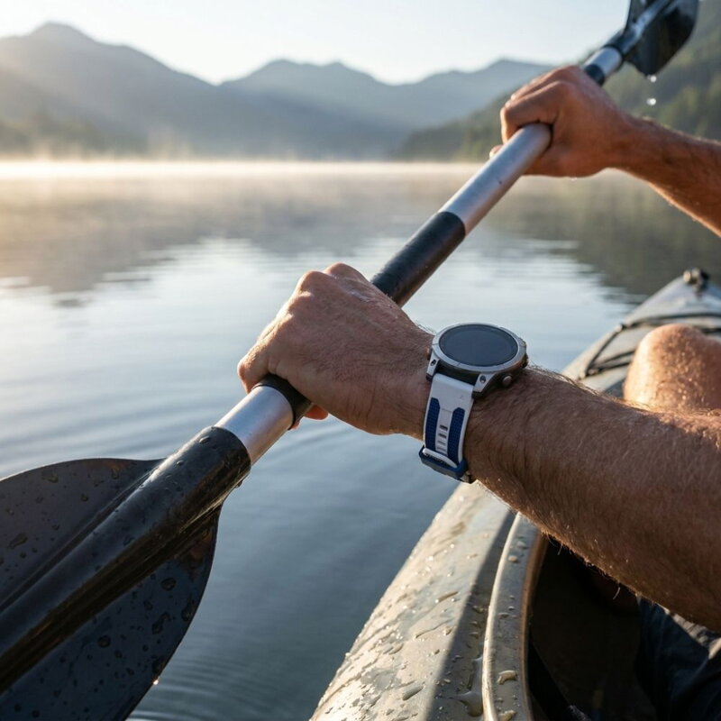 Prémiowy sportowy pasek do Garmin Watch QuickFit 22 mm biało-niebieski