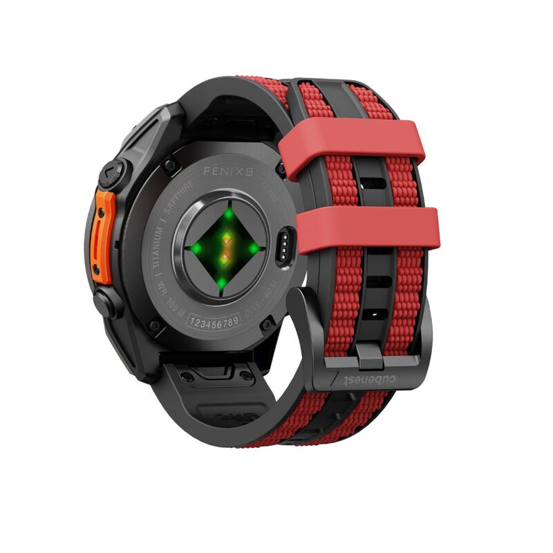 Prémiowy sportowy pasek do Garmin Watch QuickFit 26 mm czarno-czerwony