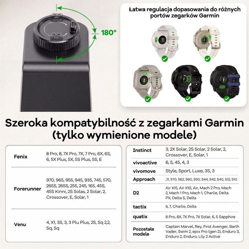 Cubenest Qi2.2 Magnetyczna bezprzewodowa ładowarka 3w1 SQ314 Pro Garmin Watch