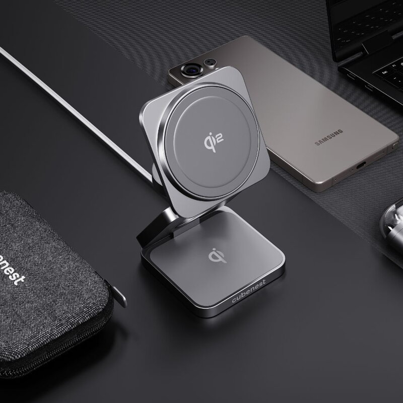 Cubenest Qi2.Składana magnetyczna bezprzewodowa ładowarka 3w1 SQS312 Pro Samsung Watch