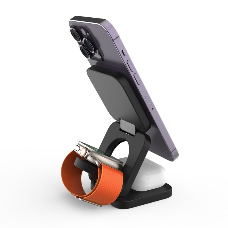 Cubenest Składana magnetyczna bezprzewodowa ładowarka 3w1 E310 szara