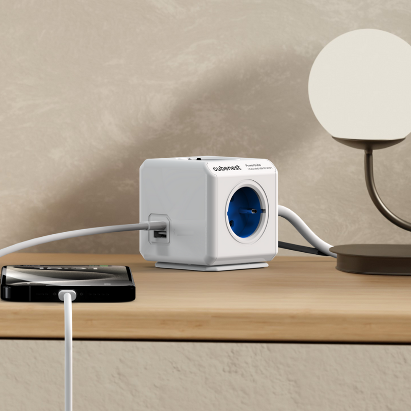 Cubenest PowerCube Extended USB A+C PD 20 W 1,5 m niebieska
