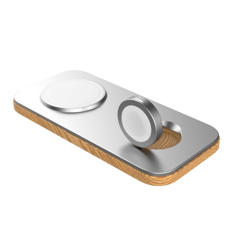 Cubenest Magnetyczna bezprzewodowa ładowarka 2w1 K200 srebra