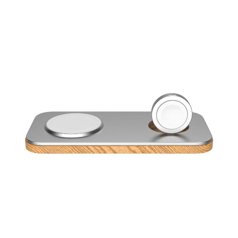 Cubenest Magnetyczna bezprzewodowa ładowarka 2w1 K200 srebra