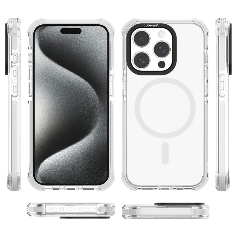 Cubenest Etui iPhone 15 Pro MagPro Strong Guard biały