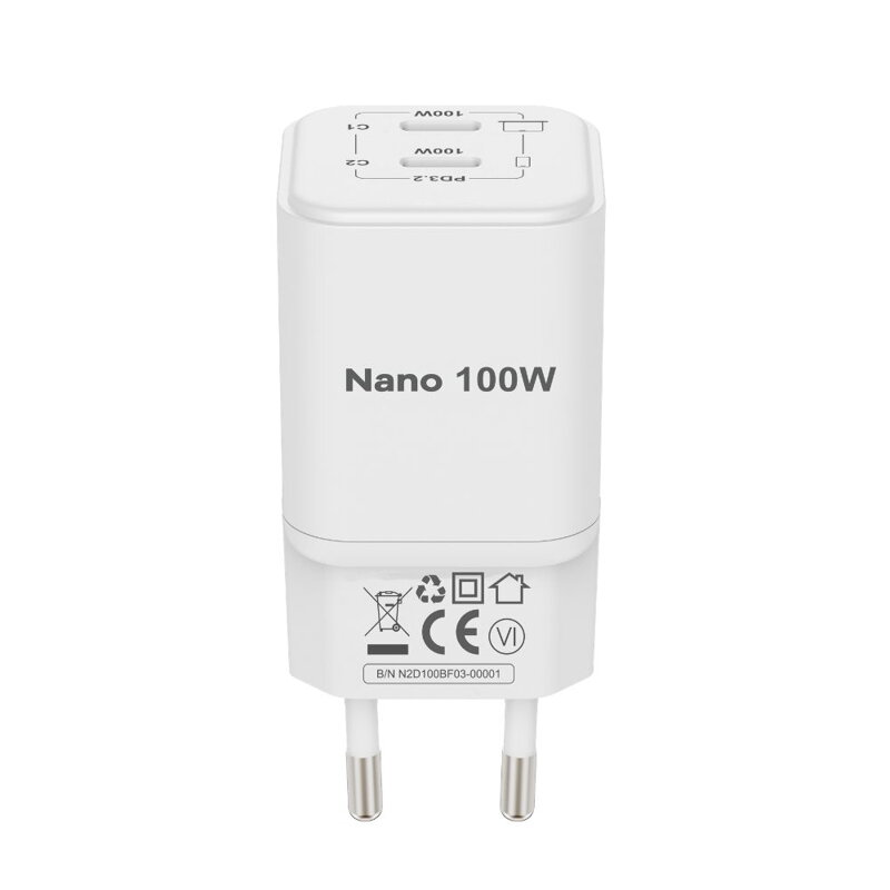 Cubenest PD GaN Nano Adapter 2xUSB-C 100W N2D100