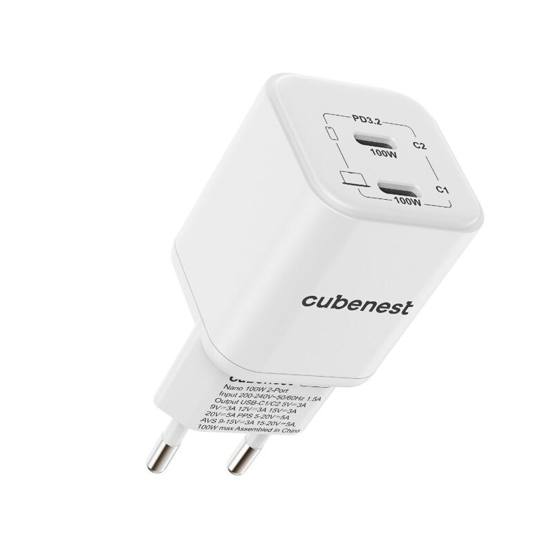 Cubenest PD GaN Nano Adapter 2xUSB-C 100W N2D100
