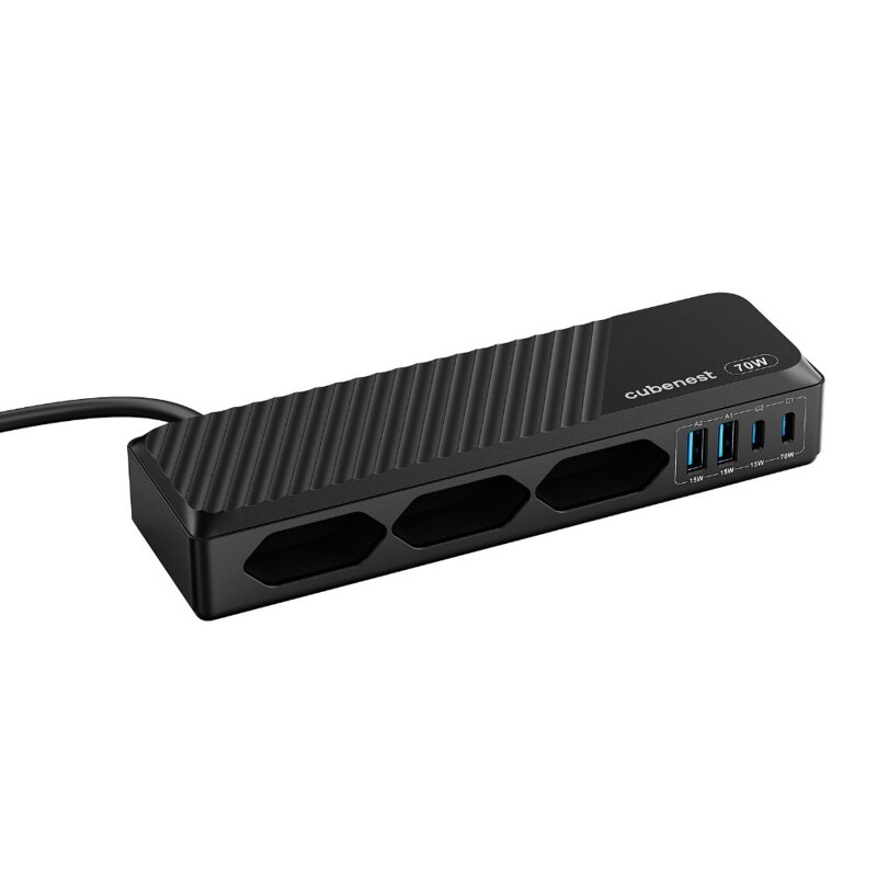 Cubenest PD GaN PowerStrip SlimLine 7w1 Extended USB 70W