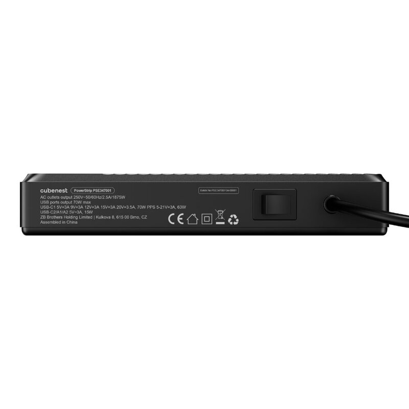 Cubenest PD GaN PowerStrip SlimLine 7w1 Extended USB 70W
