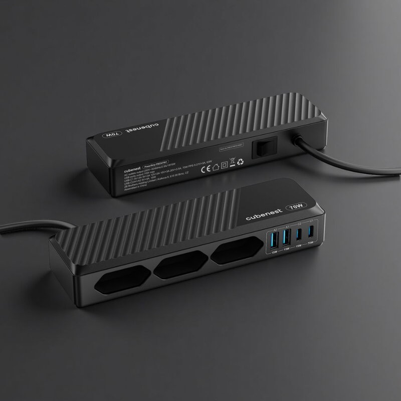 Cubenest PD GaN PowerStrip SlimLine 7w1 Extended USB 70W