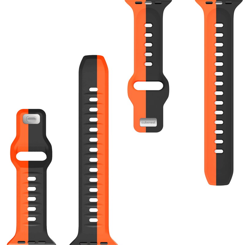 Prémiowy sportowy pasek na Apple Watch Czarno/Pomarańczowy