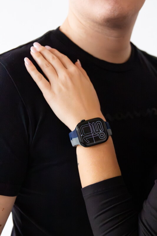 Prémiowy sportowy pasek na Apple Watch Szaro/Niebieski