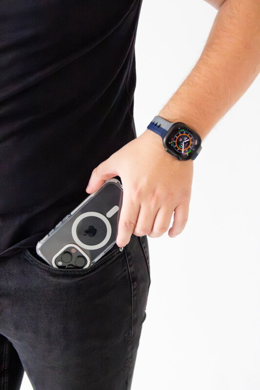 Prémiowy sportowy pasek na Apple Watch Szaro/Niebieski