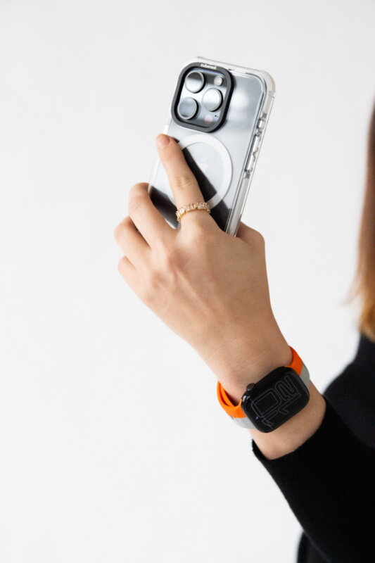 Prémiowy sportowy pasek na Apple Watch Pomarańczowo/Szary