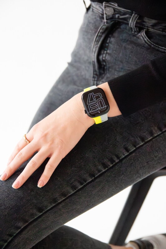 Prémiowy sportowy pasek na Apple Watch Żółto/Szary