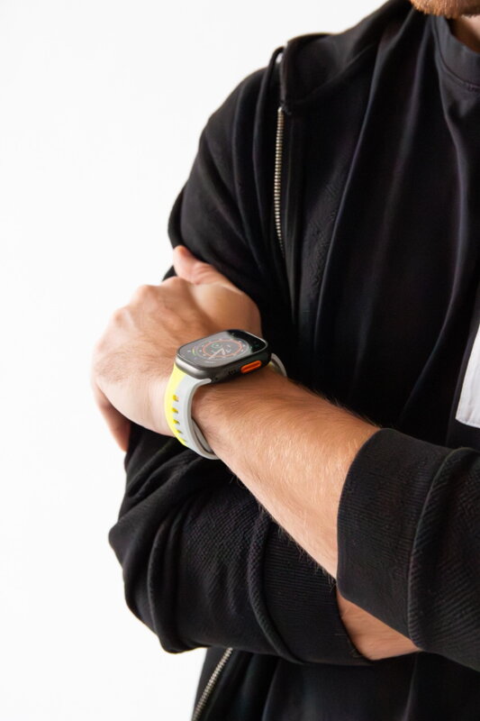 Prémiowy sportowy pasek na Apple Watch Żółto/Szary