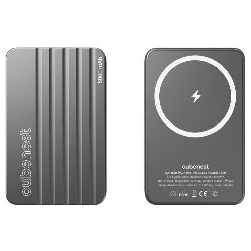 Cubenest Magnetyczny bezprzewodowy powerbank S1B1 szary