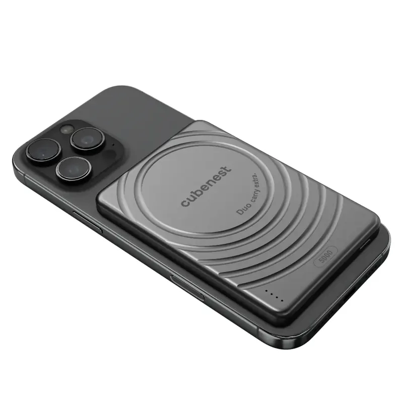 Cubenest Magnetyczny bezprzewodowy powerbank SlimDual 5000 mAh S1B3D czarny Cubenest Magnetyczny bezprzewodowy powerbank SlimDual 5000 mAh S1B3D czarny