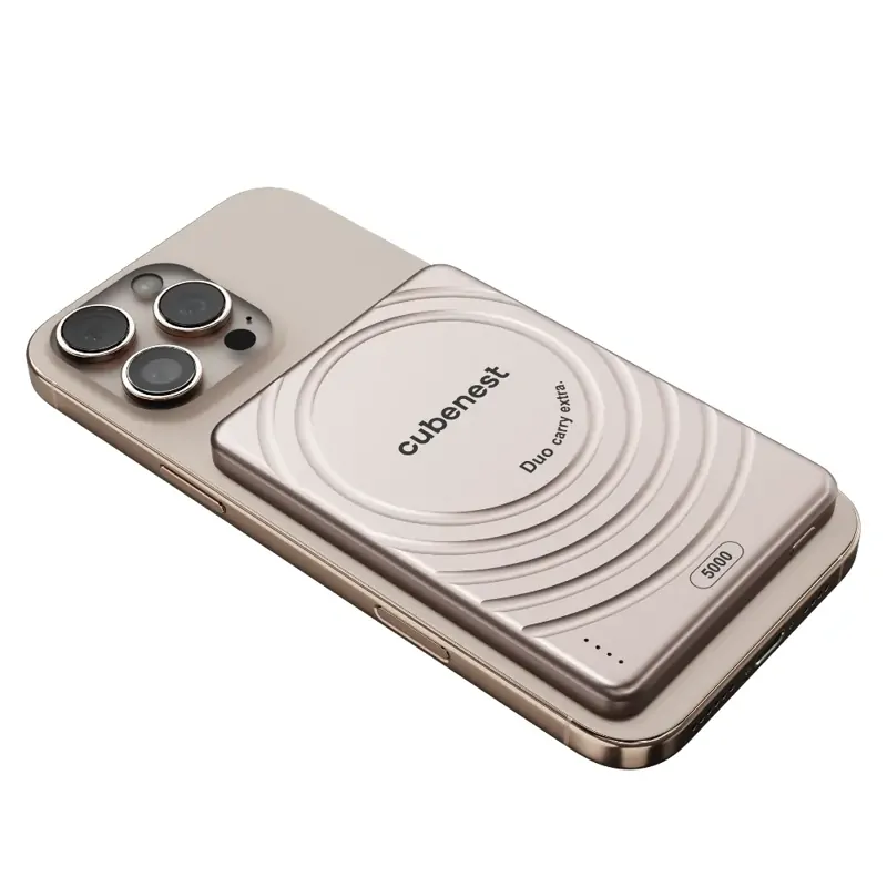 Cubenest Magnetyczny bezprzewodowy powerbank SlimDual 5000 mAh S1B3D złoty Cubenest Magnetyczny bezprzewodowy powerbank SlimDual 5000 mAh S1B3D złoty