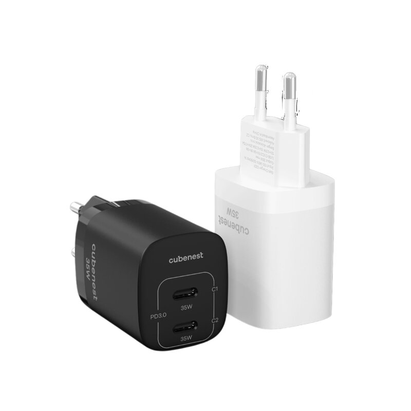 Cubenest Ładowarka sieciowa GaN 35W S2D1 biała