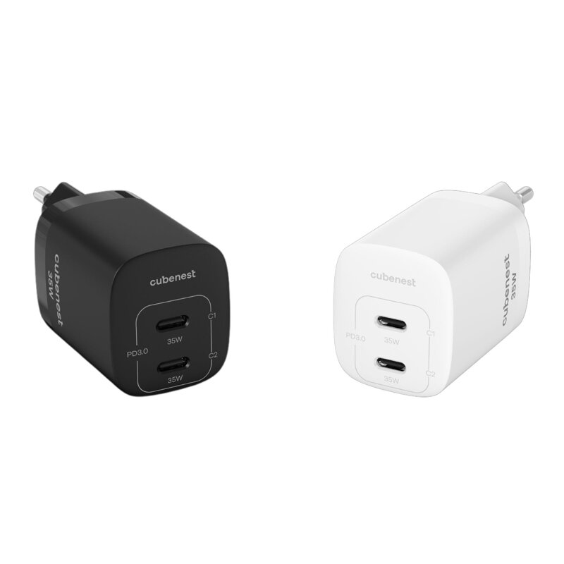 Cubenest Ładowarka sieciowa GaN 35W S2D1 biała