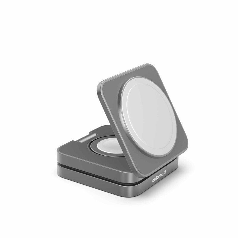 Cubenest Składana magnetyczna bezprzewodowa ładowarka 3w1 S312 Pro szara