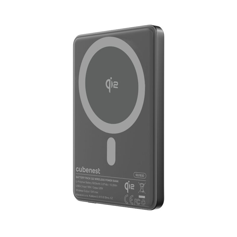 Cubenest Qi2 Magnetyczny bezprzewodowy powerbank SlimDual 5000 mAh SQ1B3D czarny