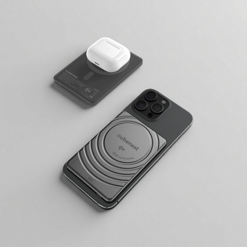 Cubenest Qi2 Magnetyczny bezprzewodowy powerbank SlimDual 5000 mAh SQ1B3D czarny