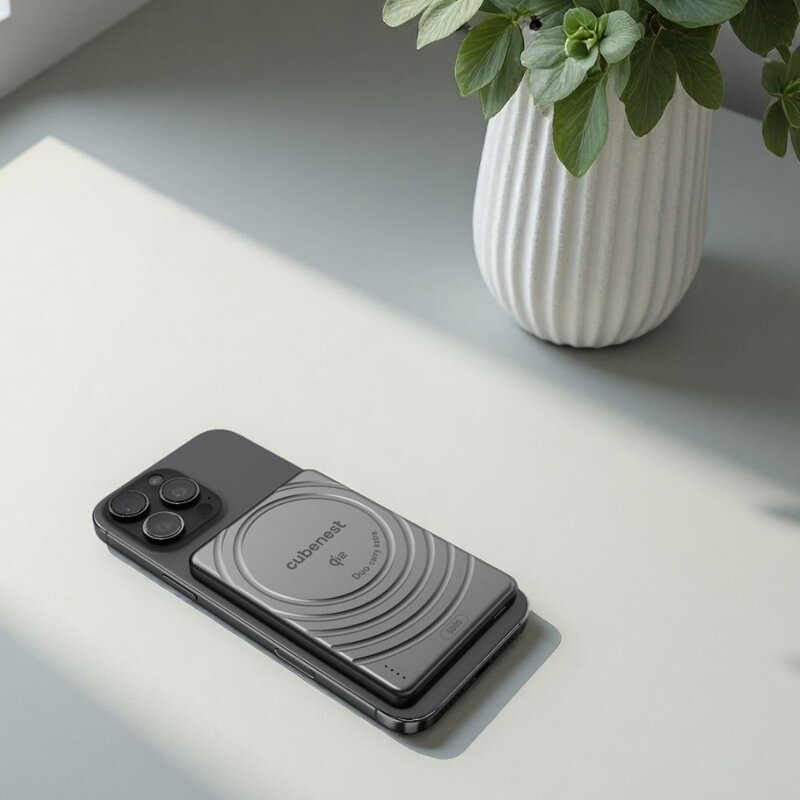 Cubenest Qi2 Magnetyczny bezprzewodowy powerbank SlimDual 5000 mAh SQ1B3D czarny