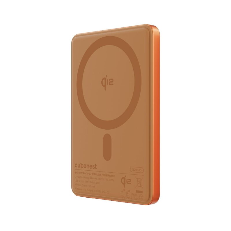 Cubenest Qi2 Magnetyczny bezprzewodowy powerbank SlimDual 5000 mAh SQ1B3D pomarańczowy