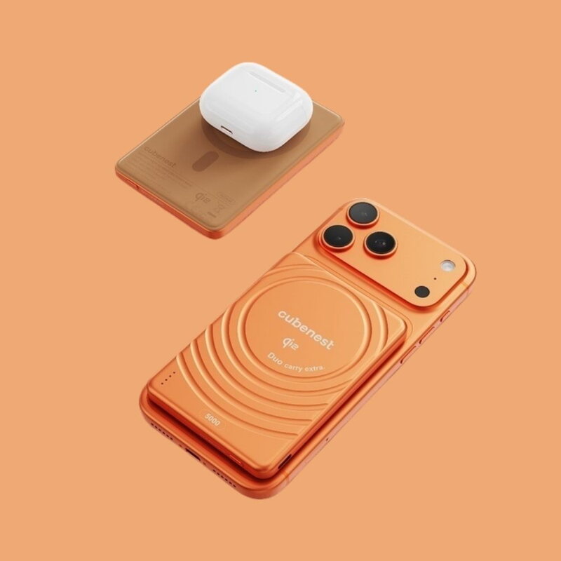 Cubenest Qi2 Magnetyczny bezprzewodowy powerbank SlimDual 5000 mAh SQ1B3D pomarańczowy